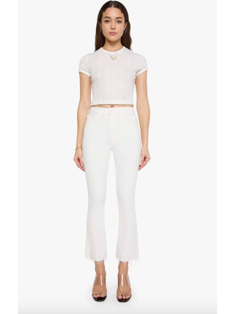 Mother The insider Crop Step Fray Fairest of them All Size 26 White Jeans Denim